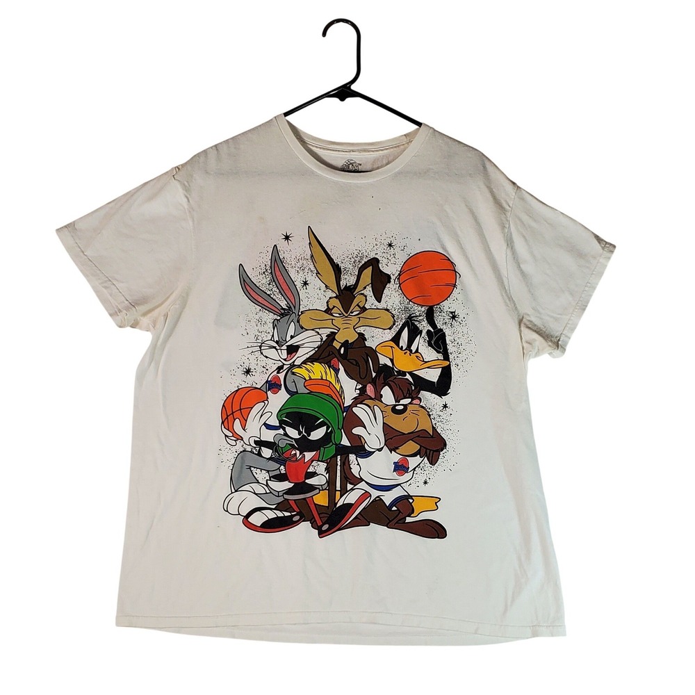 Space Jam Tune Squad Graphic T-Shirt Mens XL White Looney Tunes Bugs Bunny Taz